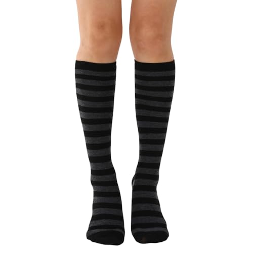 Image of Women's Knee High Athletic Socks Casual Stripes Tube Socks Outdoor Sport Socks