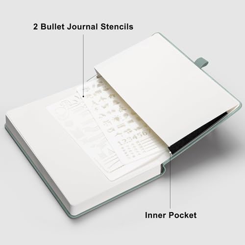 Image of RETTACY Blank Journal Notebook, 192 Pages, A5 Medium Size (5.7'' x 8.3'') | Leather Hardcover, 100 GSM Thick Paper, for Sketching, Drawing, Painting (Blue-gray)