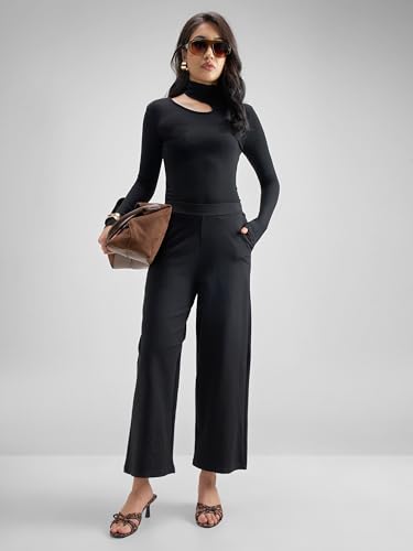 Image of Tokyo Talkies Wide Leg Relaxed fit Cullotes |Ultra Soft, Elasticated, High Waist, Wrinkle Free Trousers |All Day Wear