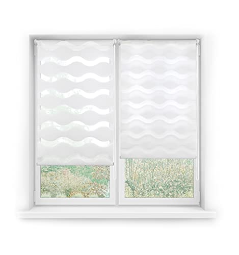 Blindecor Moon Double Layer Roller Blind for Night and Day White, 77 x 150 cm (width x length) - Image 3