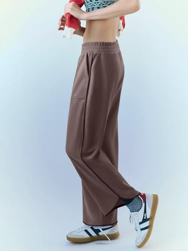 LASLULU Womens Baggy Wide Leg Sweatpants Casual Elastic High Waisted Palazzo Harem Pants with Pockets3