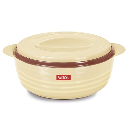 Image of MILTON Aspire 2500 Serving Casserole, Double Walled Inner Stainless Steel, PU Insulated Kitchen Hot Pot, Keeps Food hot & Fresh for Roti, Biryani, 1875 ml, Beige