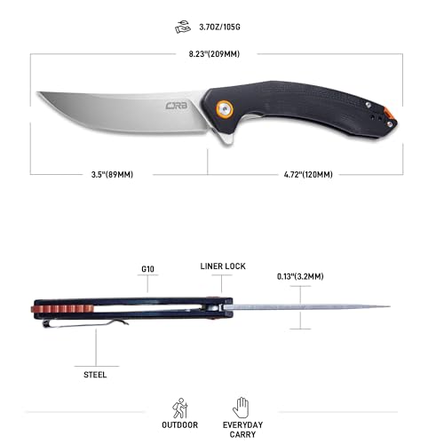 Image of CJRB Gobi Pocket Knife with 3.5'' AR-RPM9 Steel & G10 Handle, EDC Knife with Liner Lock for Outdoor Camping Hiking Fishing(J1906 Black)
