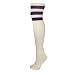 AJs Retro Thigh High Tube Socks - White, Purple-M