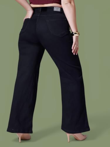 Image of Miss Chase A+ Women's Wide Leg High Rise Regular Length Stretchable Denim Jeans