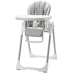 Trona Escritorio Jane KÜB Trona de Bebe Evolutiva Compacta, Plegable, Ajustable y Regulable con Bandeja Extraíble - Sillita de Bebé Alta Infantil con Respaldo Reclinable para Niños - Edad 6 a 36 meses. (Gris)