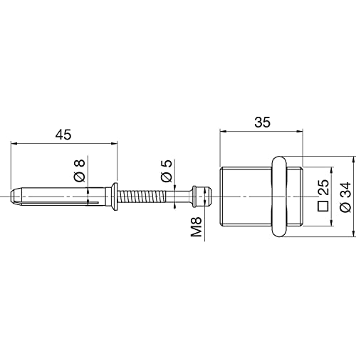 HALCÖ 0529.157.00.0.01 Door Stopper Base for Screwing Door Buffer with Rubber Ring, Square 25 x 25 mm, Galvanised Steel - Image 2