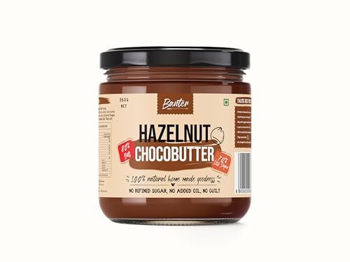 Image of Guilt-Free Goodness with Banter's 100% Natural Hazelnut Chocobutter - No added Sugar and Vegan-Friendly | High Protein In Every Bite | No added Sugar Hazelnut Chocobutter Butter - 350 g