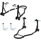 Vorder- und Hinterradstütze, Tragkraft 550 kg, Motorradheber mit Doppelgabel und Schwingarm U+L, Hebevorrichtung aus Stahl für Reparatur, Wartung und Lagerung zu Hause