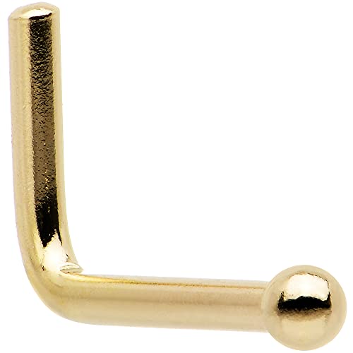 Body Candy 18 Gauge 14K Yellow Gold 1.5Mm Ball L-Shaped Nose Ring #TOP23