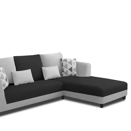 Image of Galib RHS 4 Seater L Shape Sofa Set for Living Room (Black Grey Fabric) Premium Fabric Sofa