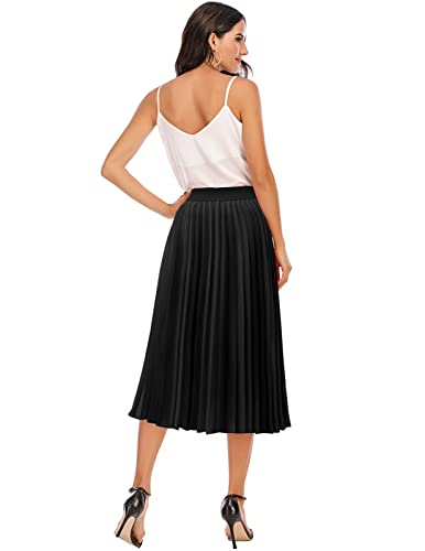 DRESSTELLS Pleated Midi Skirts for Women, Aline Long High Elastic Waisted Swing Skirt4