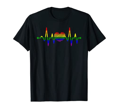 Rainbow LGBT Gay Pride Love Heartbeat Regalos Camiseta