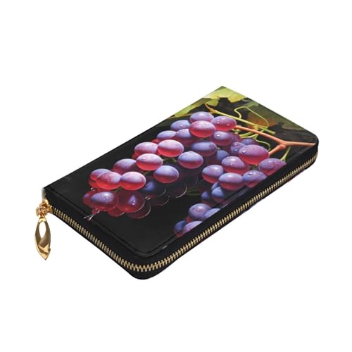 Leather Wallet - Stylish and Durable Wallet for Women with Multiple Compartments and Zipper Design Fresh Grapes Picture3