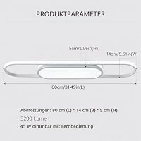 Oninio Lineare LED Deckenleuchte Dimmbar mit Fernbedienung, 80 cm, Weiß – Ansicht 3