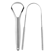 Tongue Cleaner with 2 Mini Hooks Medical Grade Stainless Steel Tongue Brush for Adults and Kids Reduce Bad Breath Tongue Scraper 2 Pack