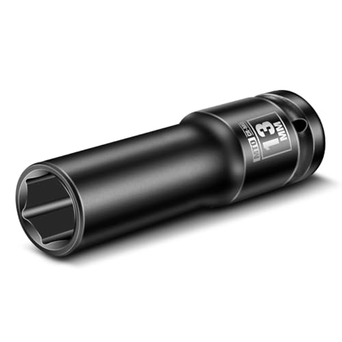 MTO 1/2" Drive 13mm Deep Impact Socket, 6 Pt. Metric Socket, CR-MO Steel & Anti-Corrosion Coating for Heavy-Duty Use