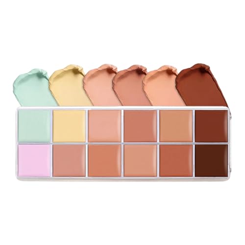 keloppasit Paleta Correctora Tonal para Rostro - Paleta Cremosa De 12 Tonos Correctores - Textura Cremosa Y Fácil De Difuminar Con Cobertura Completa Para Mujeres Y Jóvenes
