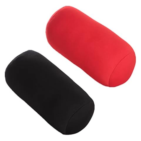 ASkinds 2 Pcs Cylindrical Pillow Comfortable Roll Pillow Microbead Jelly Bean Bed Pillow Tube Pillow Cushion for Head, Neck, Back Support(Black+Red) Cover
