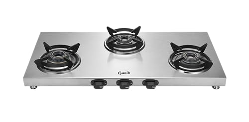 Image of Jyoti Enduro Gas Stove 3 Burner Stainless Steel | Direct Flame Brass Burners | 2 mm Stainless Steel One-piece Body | Flame Guard Pan Supports | Spacious Design| ISI Mark