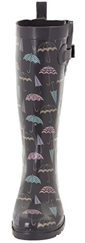 Capelli New York Ladies Shiny Umbrella Day Printed Tall Rainboot Grey Combo 6 - Thumbnail 4