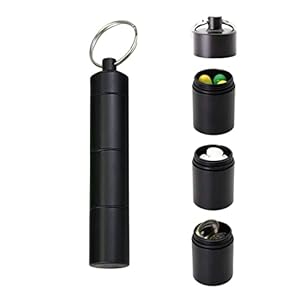 LIUJZZJ Pillendoosje sleutelhanger waterdicht met 3 deelbare vakken kleine tablettendoos voor onderweg pillendoosje
