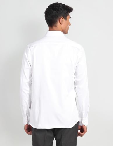 Image of Arrow Men Slim fit Cotton Solid Long Sleeves Cutaway Collar Shirt