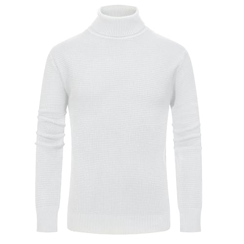 Ross&Freckle Casual Pullover Sweater Mock Neck Polo Sweaters White