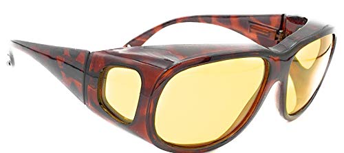 Polarized Night Driving Fit Over Wear Over Glasses Sunglasses - Extra Large (60015 Tortoise, 65)
