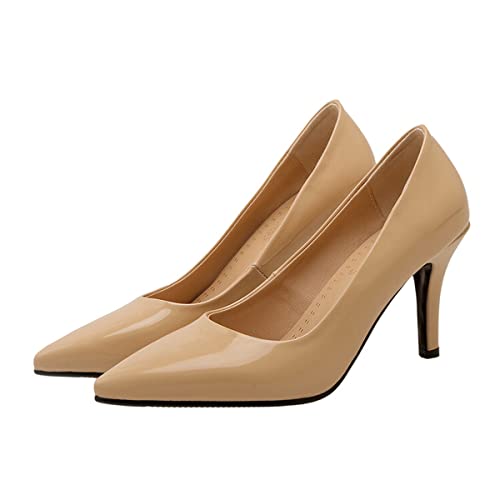 CoceMoce Women’s Pointed Toe High Heel Stiletto Pumps for Office Lady Patent Leather Slip-On Dress Shoes Daily Wear Church Prom Evening Party Work Wedding Dating - Main Image