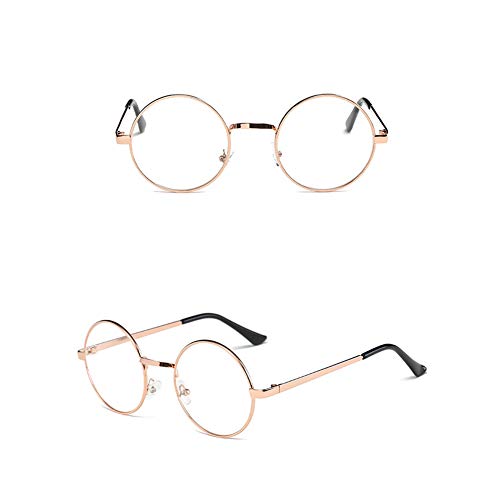 Lovef Large Oversized Metal Frame Clear Lens Round Circle Vintage Eye Glasses 5.42Inch (Rose Gold) #TOP5