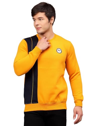Image of Ben Martin Men's Round Neck Regular Fit Full Sleeve Side Penal Contrast Cotton Polyester Sweatshirt