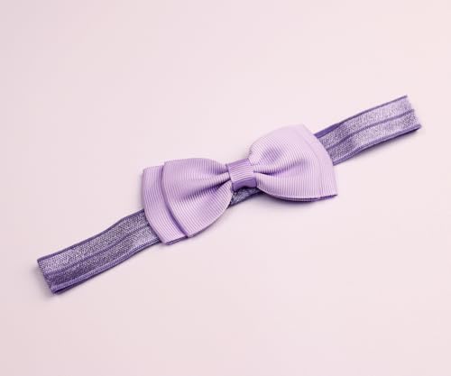 3pcs Cute Baby Bows Headband Chiffon Flower Girl Hairband for Toddler Newborn Infant Soft Elastic Hair Bow Accessories for Baby Birthday Party (Purple, Standard size)4