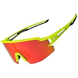 ROCKBROS Polarized Sunglasses for Men Women UV Protection Cycling Sunglasses Sport Glasses (Yellow Red)