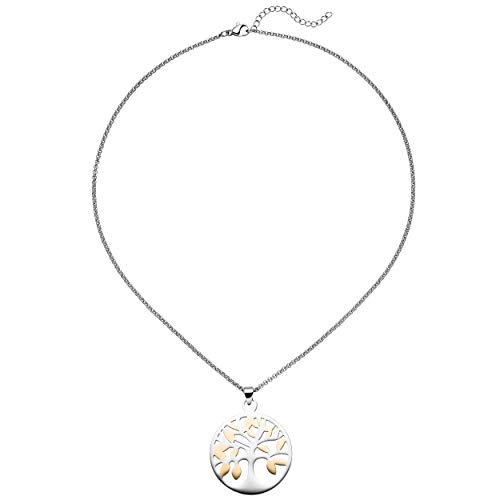 Jobo Damen-Halskette Lebensbaum aus Edelstahl Bicolor 46 cm
