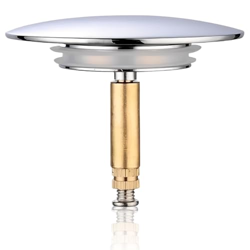 EJRUP Tappo per Vasca Universale,diametro 70 mm, con Doppia Guarnizione in Silicone e Struttura in Acciaio Inox,Tappo Di Scarico In Ottone Massiccio, Regolabile in Altezza