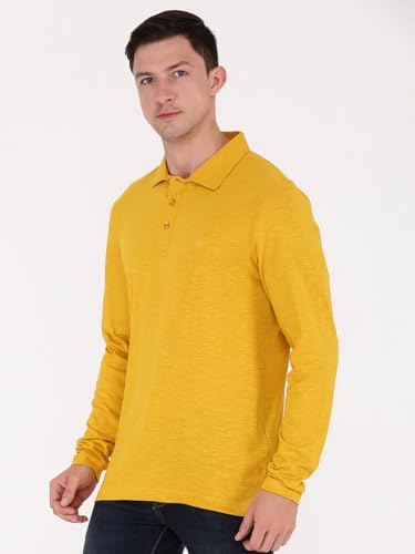 Image of Macroman M-Series Comfort Full Sleeve Slub Polo T-Shirt for Men, 100% Cotton, Pack of 1