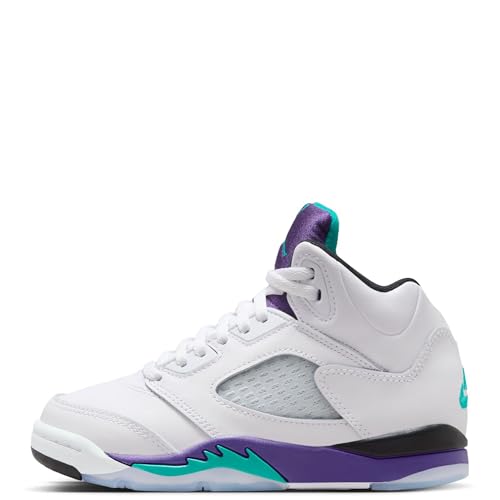 Little Kid's Jordan 5 Retro OG White/New Emerald-Grape Ice (HQ7979 100) - 2