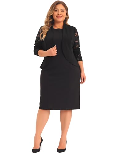 Agnes Orinda Plus Size Blazer Cardigan for Women Long Sleeve Lace Open Front Cropped Shrug Bolero Cardigans Jacket3