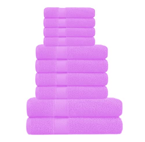 A & B TRADERS Juego de toallas de baño de 10 piezas, 4 toallas de mano, 4 paños de cara, 2 toallas de baño, 100% algodón, de secado rápido, suaves y absorbentes (rosa)