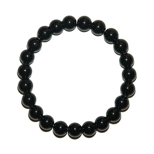 BANANE LAB Black Tourmaline Bracelet 8mm Natural Beads Fits 6.5 Wrist