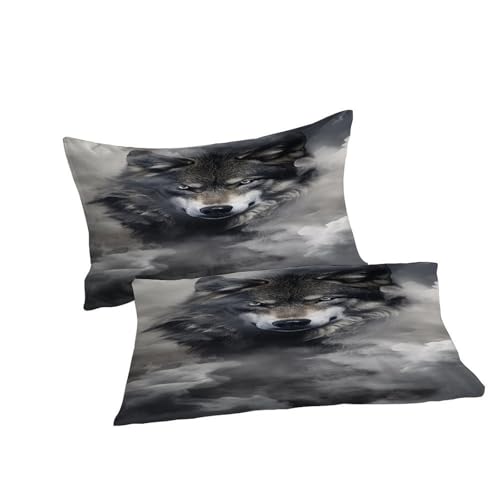 Housse de couette grey wolf microfibre douce et confortable avec taies - 7