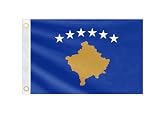 Double Sided Kosovo Boat Flag 12x18IN Kosovar Marine Small Flag Bright Colors Fade Proof Nylon Truck Motorcycle Banner with 2 Brass Grommets Outside