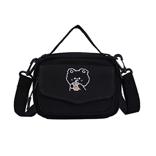 Ldabrye Sac à main pour femme, sac à bandoulière, sac fourre-tout pour filles, sac à bandoulière japonais pour femme, sac en toile Itabag, petit sac fourre-tout, sac à main, sac à bandoulière, Noir
