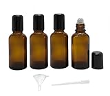 4 Pack 100mL Amber Glass Essential Oil Roller...