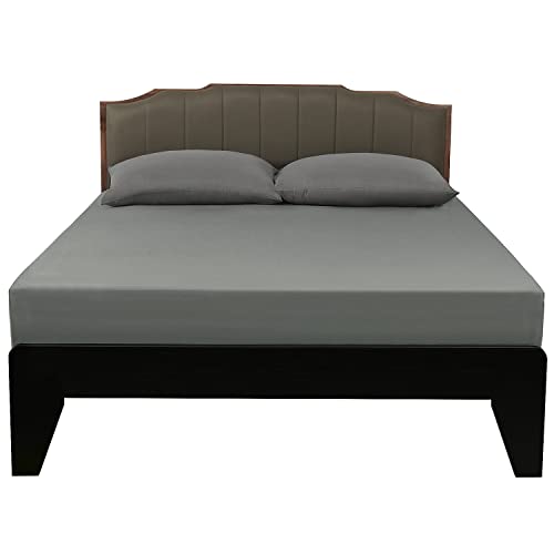 Lirex European Single Fitted Sheets 90x200,100% Cotton 300 Thread Count Soft Breathable Deep Pocket up to 12" / 30cm,Dark Grey