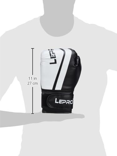 Image of LEPRO Boxing Gloves, PU Leather Boxing Gloves for Men & Women for Training and Match Boxing Gloves for Karate Muay Thai Kick Taekwondo Training (12oz, Black)