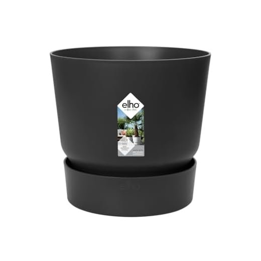 Elho Greenville Rund 40 - Blumentopf für Außen - Ø 39.0 x H 36.8 cm - Schwarz/Living Schwarz