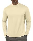 Men's Fashion Shirts Long Sleeve Mock Turtleneck T-Shirts Casual Thermal Undershirt Tops Khaki L