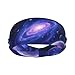 ZAKAFUCH Boys Girls Sports Sweatbands, Multipurpose Long Head Band for Yoga Fitness Shower, Fashion Solar System Galaxy Space Planet Art Headwear Head Decor